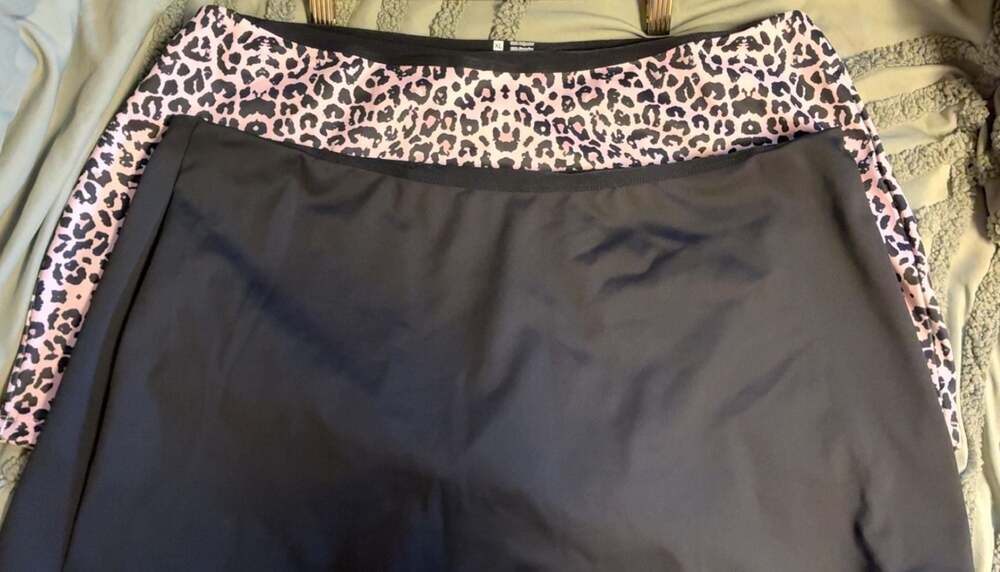 OQQ Women's XL Black Pink Leopard Print Skort Athletic Tennis Skirt